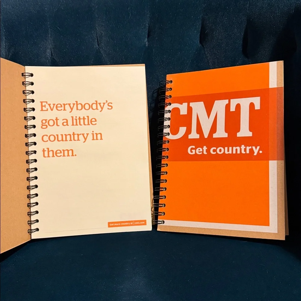 CMT Country Music Television set of two Orange Spiral Notebooks Journals